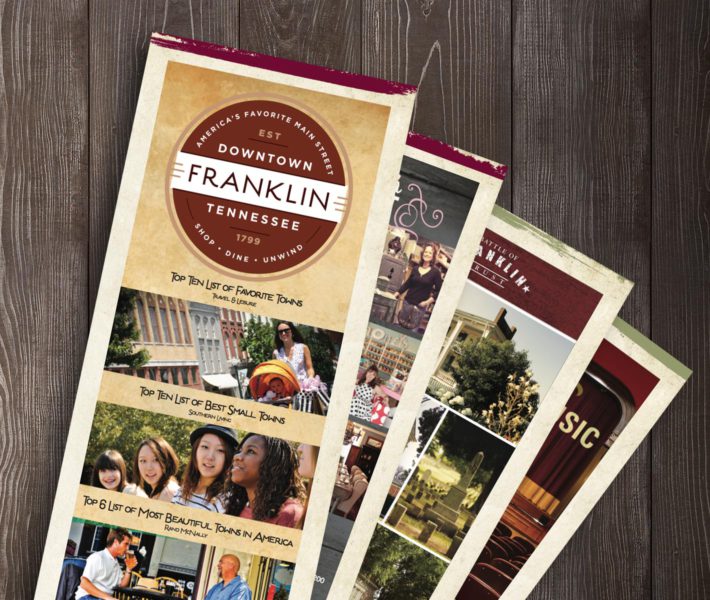 Franklin's brand brochures on a wooden background.