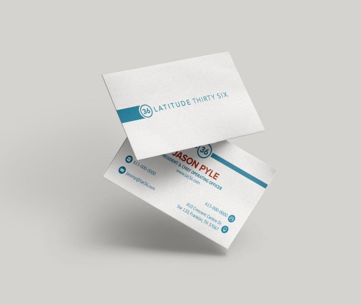 A business card with a blue and white design, perfect for web design branding.