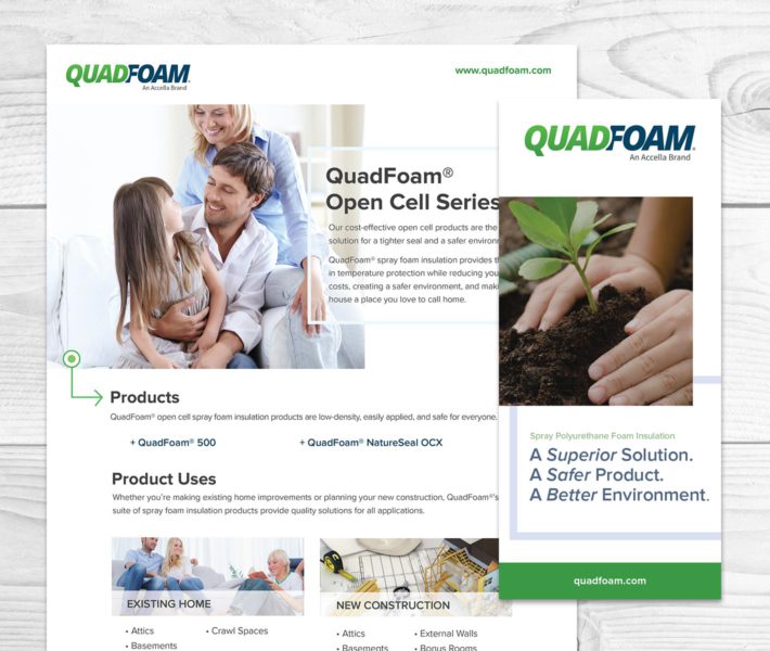 Quadfoam open cell system brochure designed for brand enhancement and branding.